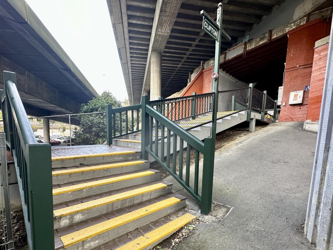 Clifton Station and sloped pathway