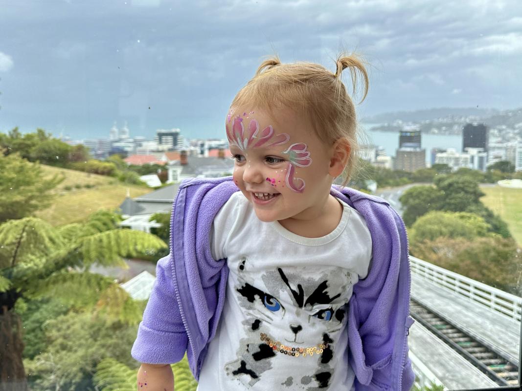 Face-painted Child at Kelburn Terminal